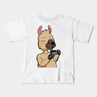 Llama drinking coffee - Coffee drinker Kids T-Shirt